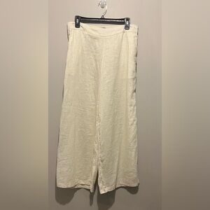 Nicole Miller 100% Linen Palm Trees Floral‎ Wide Leg Pants women’s size L